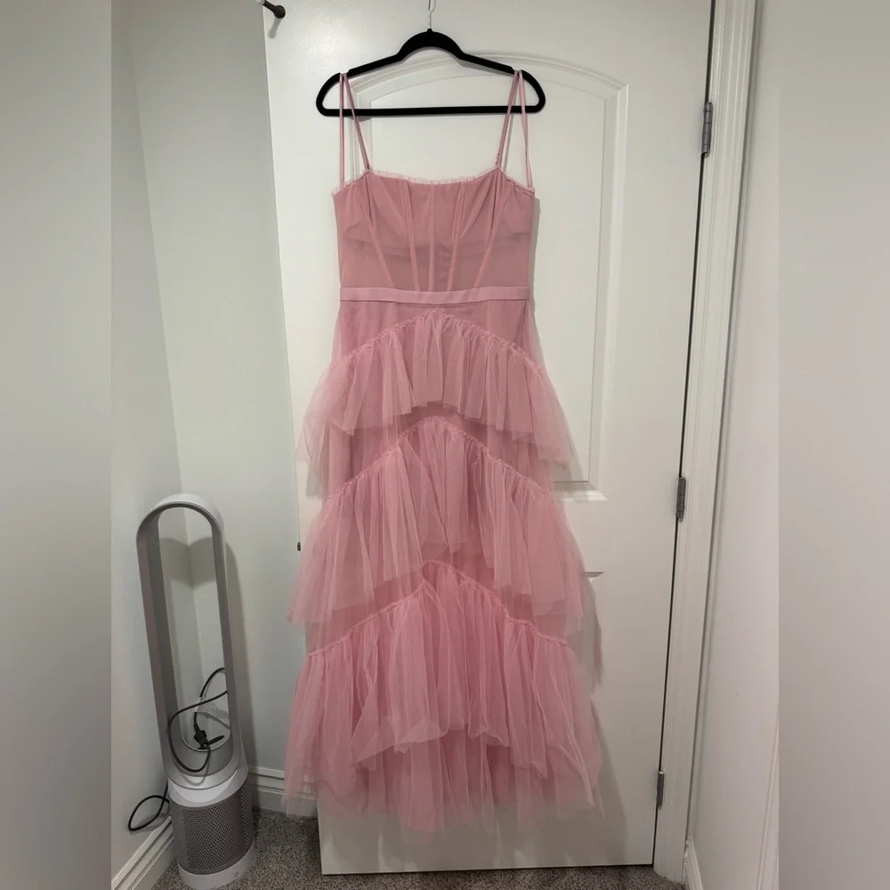BCBGMAXAZRIA Corset Tulle Gown in Pink Tint - Picture 4 of 11